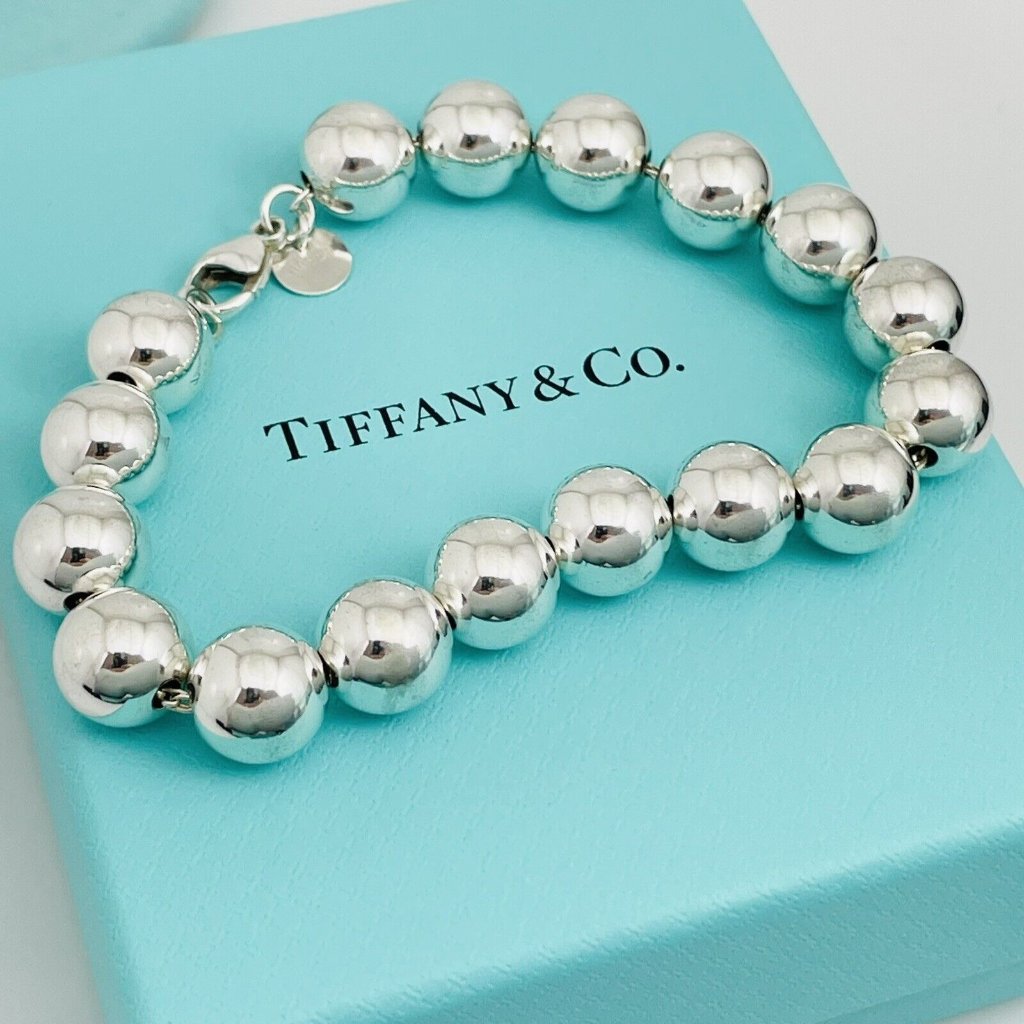 7.5 Inch Tiffany & Co Hardwear Ball Bracelet Sterling Silver 10mm Beads